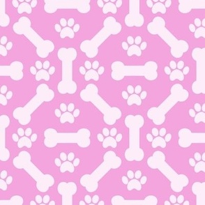 Dog Bones And Puppy Paws - Pink