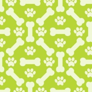 Dog Bones And Puppy Paws - Green