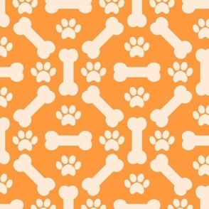 Dog Bones And Puppy Paws - Orange