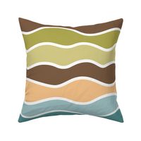 Modern Minimalist Hand-Drawn Waves // Wavy Lines // Nature Colors // Yellow, Sky Blue, Light Teal, Chocolate Brown, Olive, Green, White