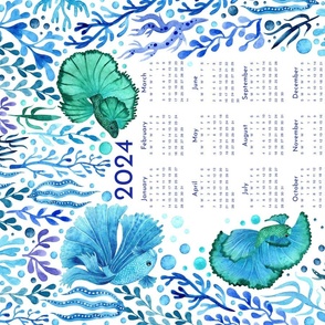 Watercolor Betta Fish 2024 Calendar