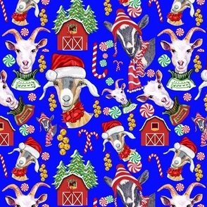 Festive Goat Christmas Blue 