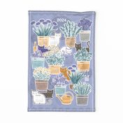Cat Calendar 2024- Cats and Herbs- Lavender- Purple- Violet- Lilac- Periwinkle- Herbal Indoor Garden- House Plants Wall Hanging