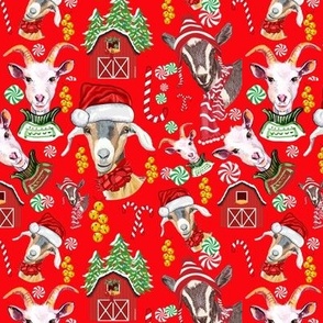 Festive Goat Christmas Red 
