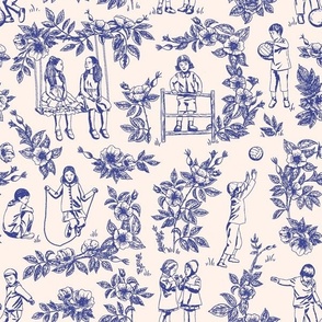 Toile de Jouy & Children. Pink and Blue. 