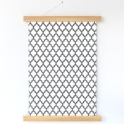 Moroccan quatrefoil lattice - gray on white