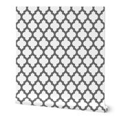 Moroccan quatrefoil lattice - gray on white