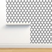 Moroccan quatrefoil lattice - gray on white