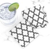 Moroccan quatrefoil lattice - gray on white