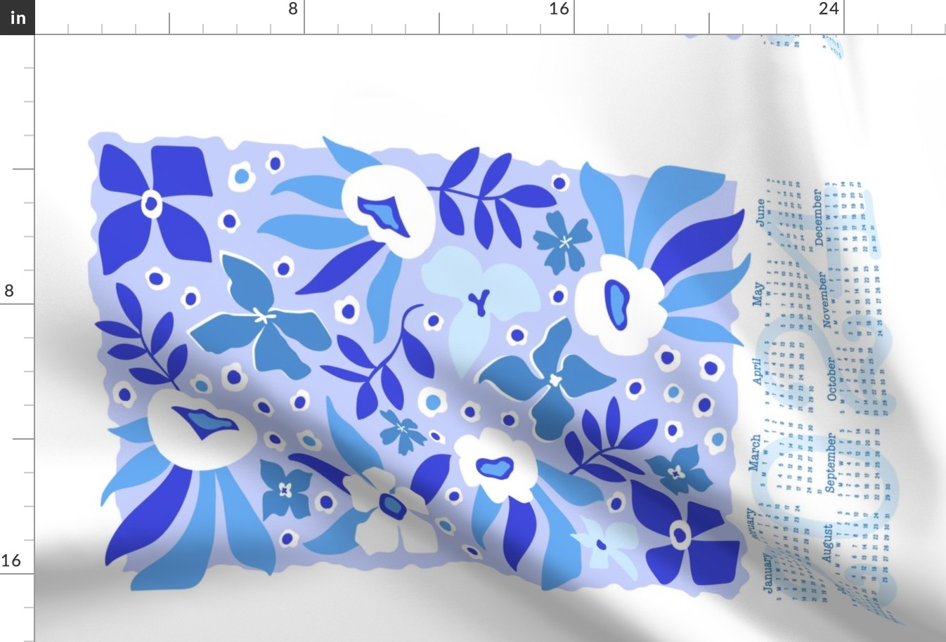 Modern Floral 2024 Calendar Blue