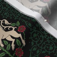 Unicorns and roses black and green