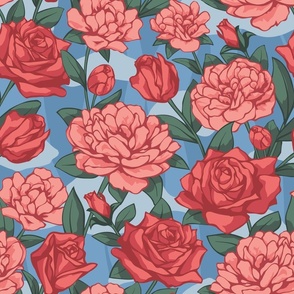 Pattern of red roses