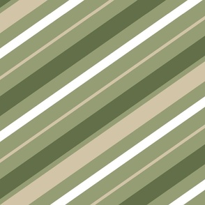 Diagonal stripes Sage Olive Green Beige White
