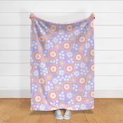 Groovy flower power vintage blossom with daisies gardenia and anemone butter cup lilac purple blush pink large size jumbo WALLPAPER