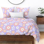 Groovy flower power vintage blossom with daisies gardenia and anemone butter cup lilac purple blush pink large size jumbo WALLPAPER