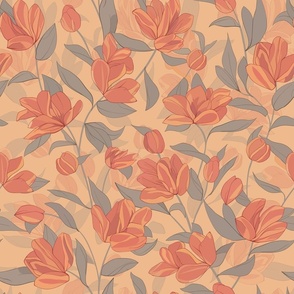 pattern of red tulips