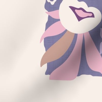 Modern Floral Tea Towel / Wall Hanging  Lilac Pink