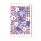 Modern Floral Tea Towel / Wall Hanging  Lilac Pink