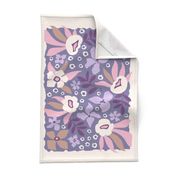 Modern Floral Tea Towel / Wall Hanging  Lilac Pink