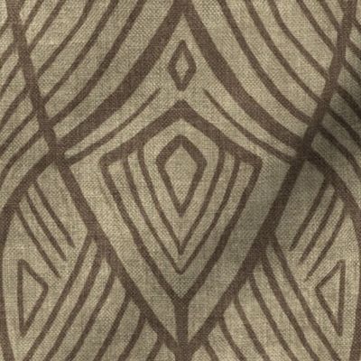 Linework Abstract Art Deco Amphora in Taupe and Tan - large