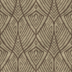 Linework Abstract Art Deco Amphora in Taupe and Tan - large