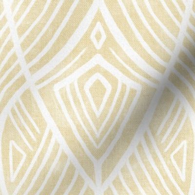Linework Abstract Art Deco Amphora in Wheat and White - large