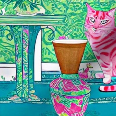 The adventures of pink stripy cat