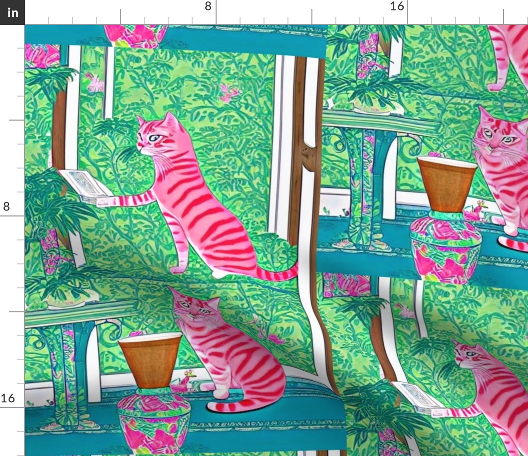 The adventures of pink stripy cat