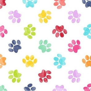 Rainbow Watercolor Paw Prints