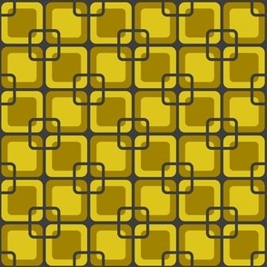 ( small) Retro, 70s, squares, mustard 