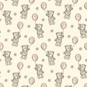 ( small ) Teddy bears, bear, balloons, nursery, blush