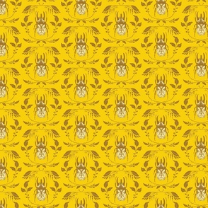 Victorian Damask Beetle Gold Yellow Small 