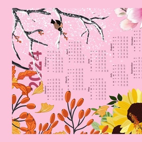 Four Seasons Calendar  English Pink 2024