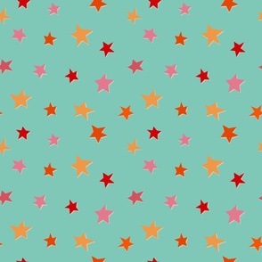 Little Stars | Retro colors Paper Cutout | Orange and light green