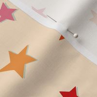 Little Stars | Retro colors Paper Cutout | Orange and Pink