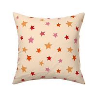 Little Stars | Retro colors Paper Cutout | Orange and Pink