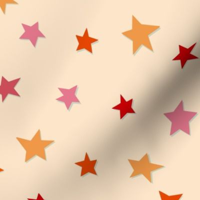 Little Stars | Retro colors Paper Cutout | Orange and Pink