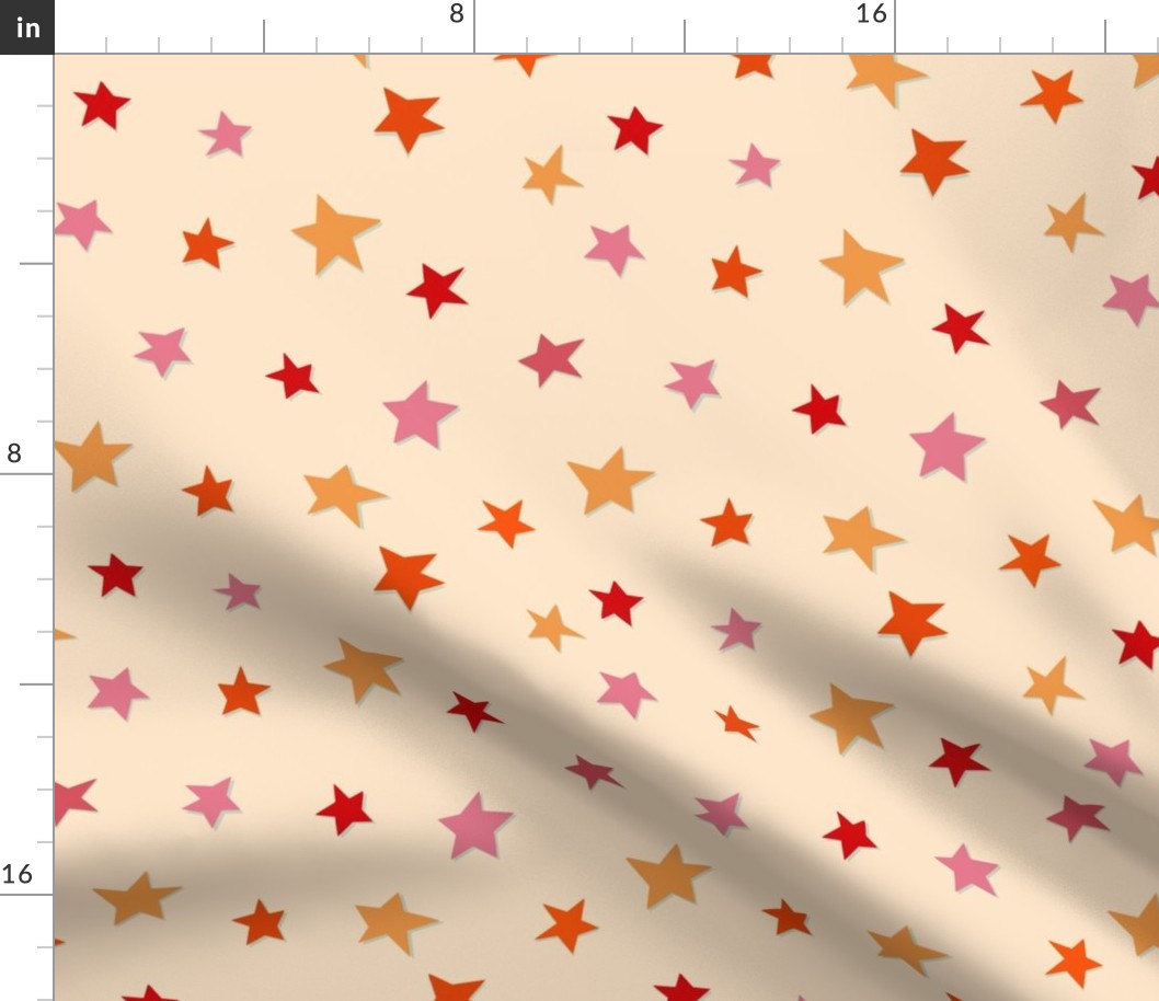 Little Stars | Retro colors Paper Cutout | Orange and Pink
