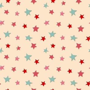 Little Stars | Retro colors Paper Cutout | Pink and Turquoise
