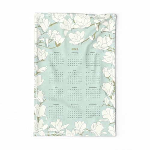 magnolia calendar 2024 Fabric Spoonflower