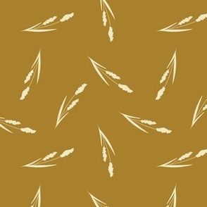 Wheat plant silhouettes on honey yellow brown, 2 inch long elements
