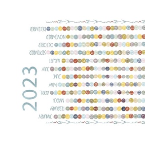 Watercolor dots tea towel calendar 2023