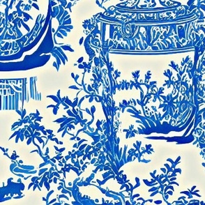 Blue and white chinoiserie garden