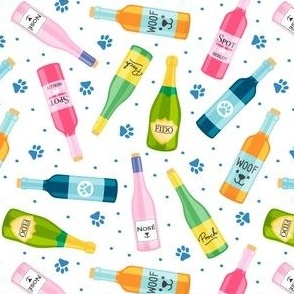 doggy wine - wine bottles dog themed - hot pink - lad22