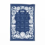 Calendar 2024 Victorian Artichoke and flowers Art nouveau navy