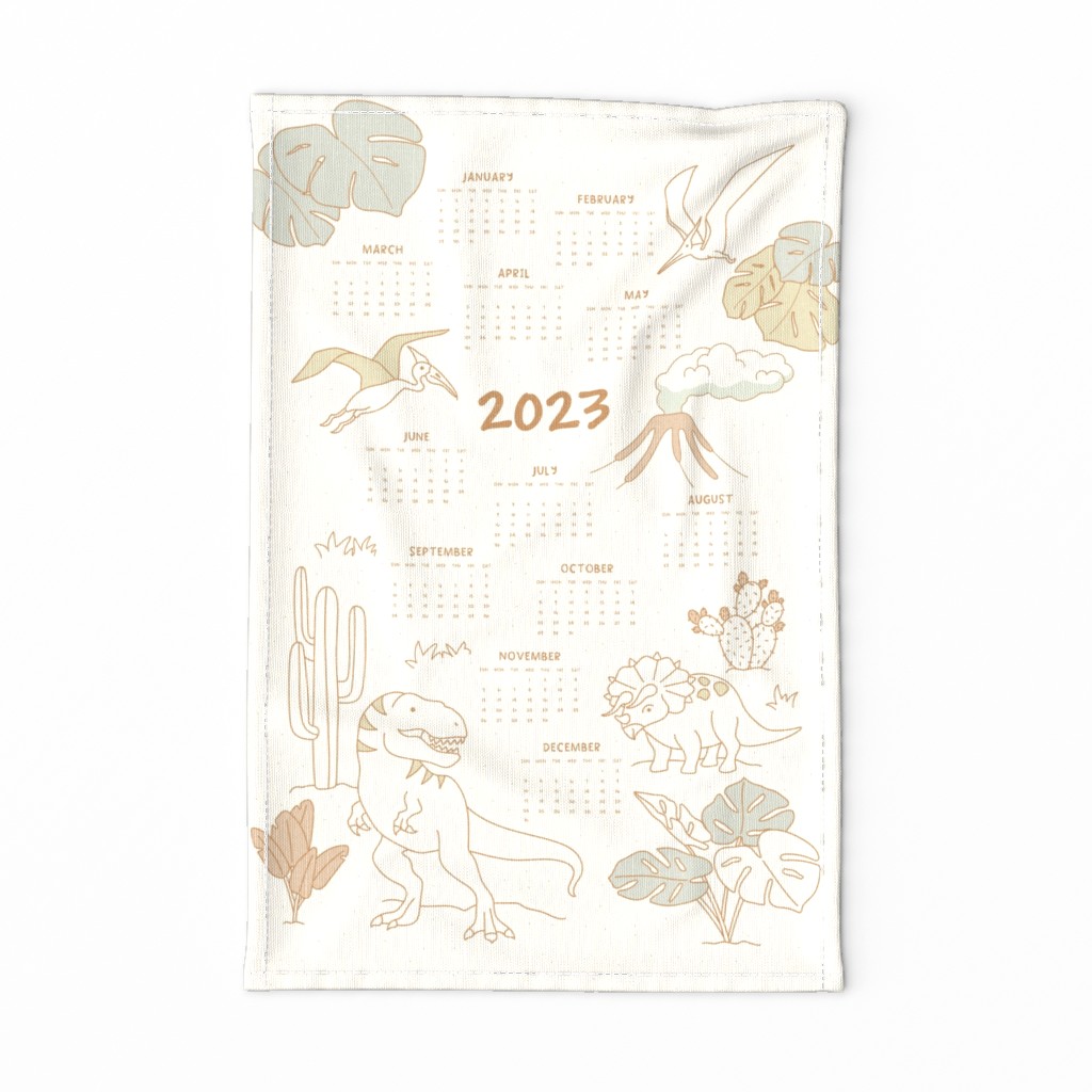 Vintage 2023 Calendar // Dinosaur Prehistoric // 