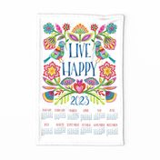 Live Happy Folk Floral Calendar-2023