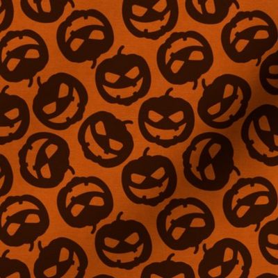 Halloween Pumpkins On Linen Texture, Halloween Fabric