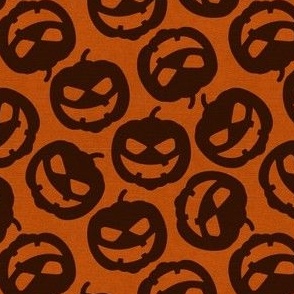 Halloween Pumpkins On Linen Texture, Halloween Fabric