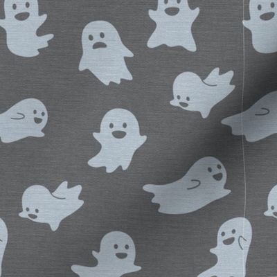 Halloween Ghost Cute Halloween Ghosts on Grey Linen Texture Background